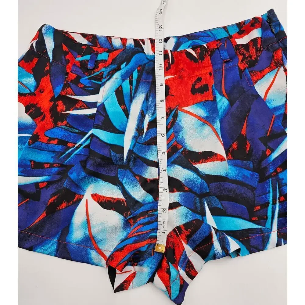 2B Bebe Women's 4 Multicolored High Waist Tropical Print Dress Satin Shorts - Picture 5 of 7